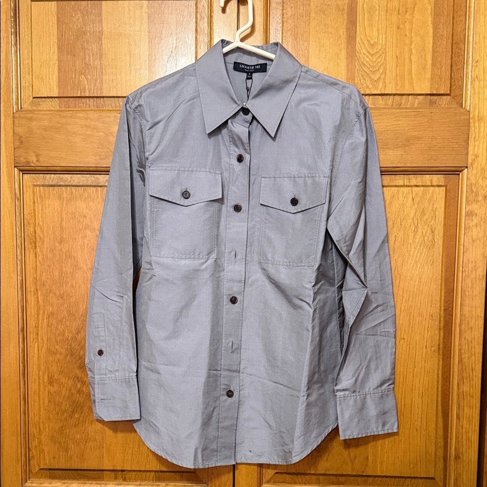NWT Lafayette 148 New York Gray Shirt Size 4